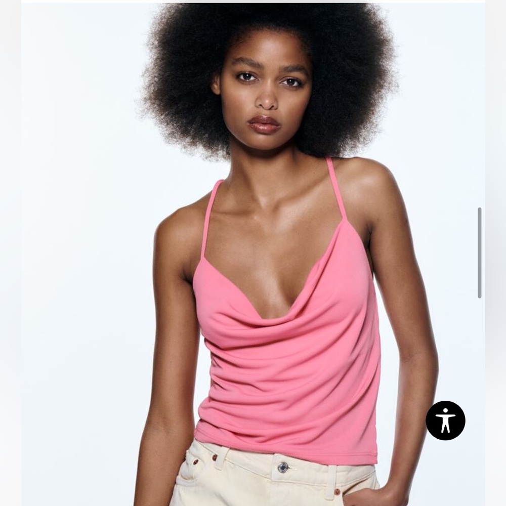 Zara Flowy Pink Top. Sz Small. NWT